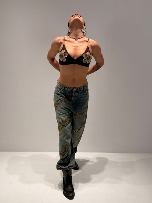 BRALETTE FLOWER MARRONE