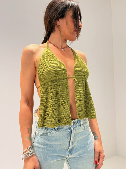 TOP CROCHET VERDE MILITARE