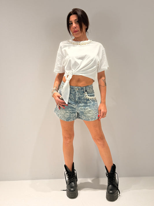 T-SHIRT PERLE BIANCO
